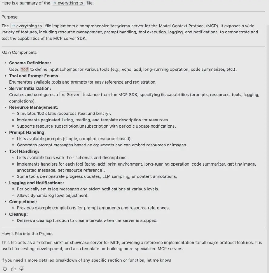 Ο χρήστης λαμβάνει μια περίληψη του αρχείου κώδικα κανονικά